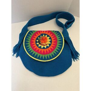 Round Knit Purse Colorful Geometric Mandala Festival